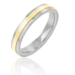 Histoire d'Or Alliance 1 Anneau Raye Ruban Plat Or Bicolore Hot