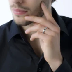 Histoire d'Or Alliance Beatrice Ruban Plat or blanc New