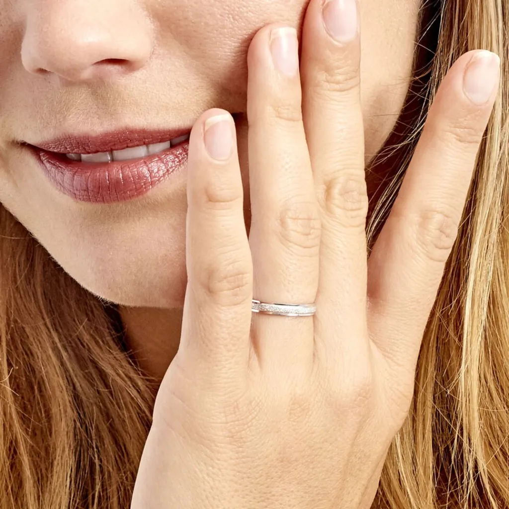 Histoire d'Or Alliance Caroline Sablee Ruban Plat or blanc Discount