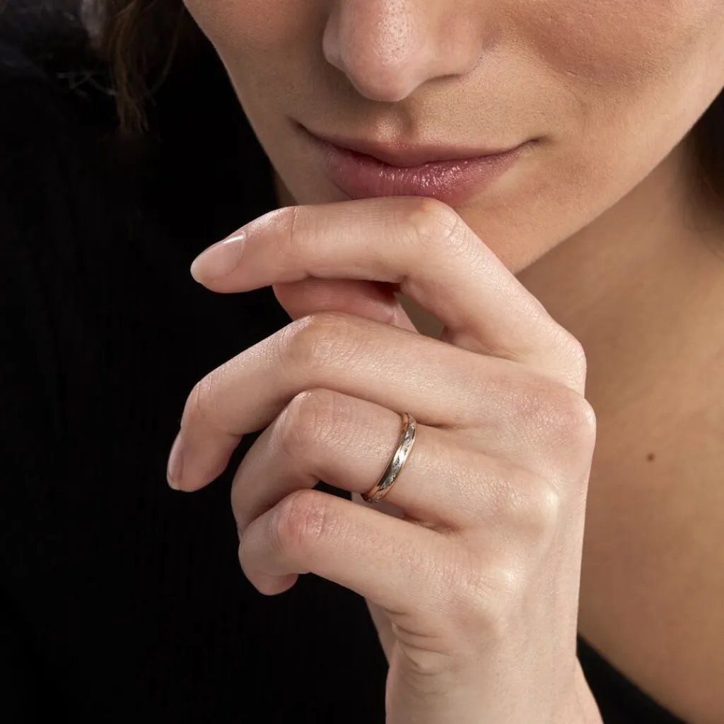 Histoire d'Or Alliance Cesarius Ruban Plat Or Bicolore Hot