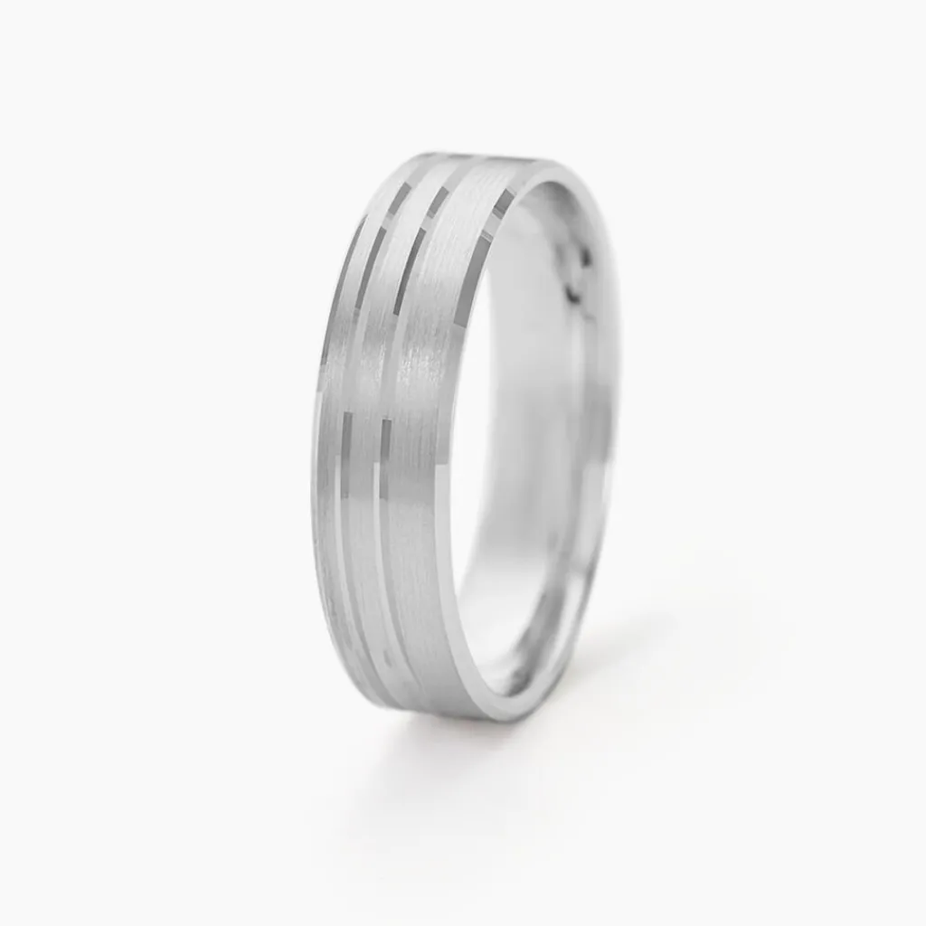 Histoire d'Or Alliance Cheryn Ruban Plat Argent Blanc Hot