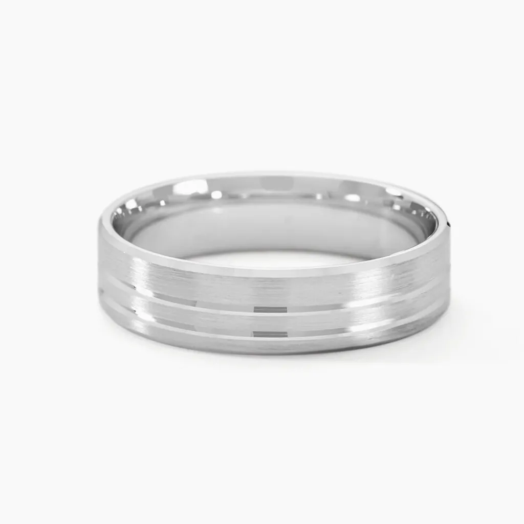 Histoire d'Or Alliance Cheryn Ruban Plat Argent Blanc Hot