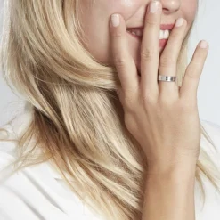 Histoire d'Or Alliance Cheryn Ruban Plat Argent Blanc Hot