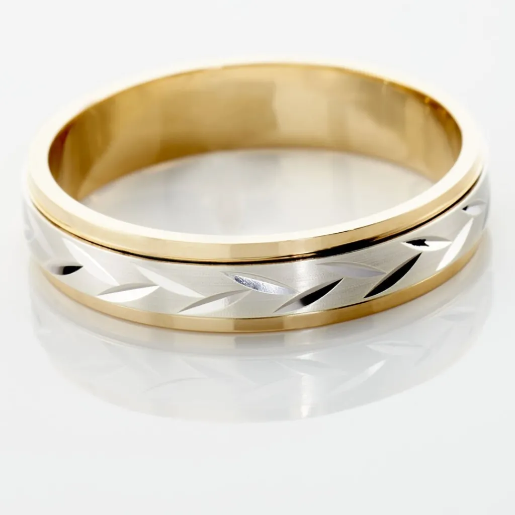 Histoire d'Or Alliance Effet Epi Mat Ruban Plat Or Bicolore Outlet