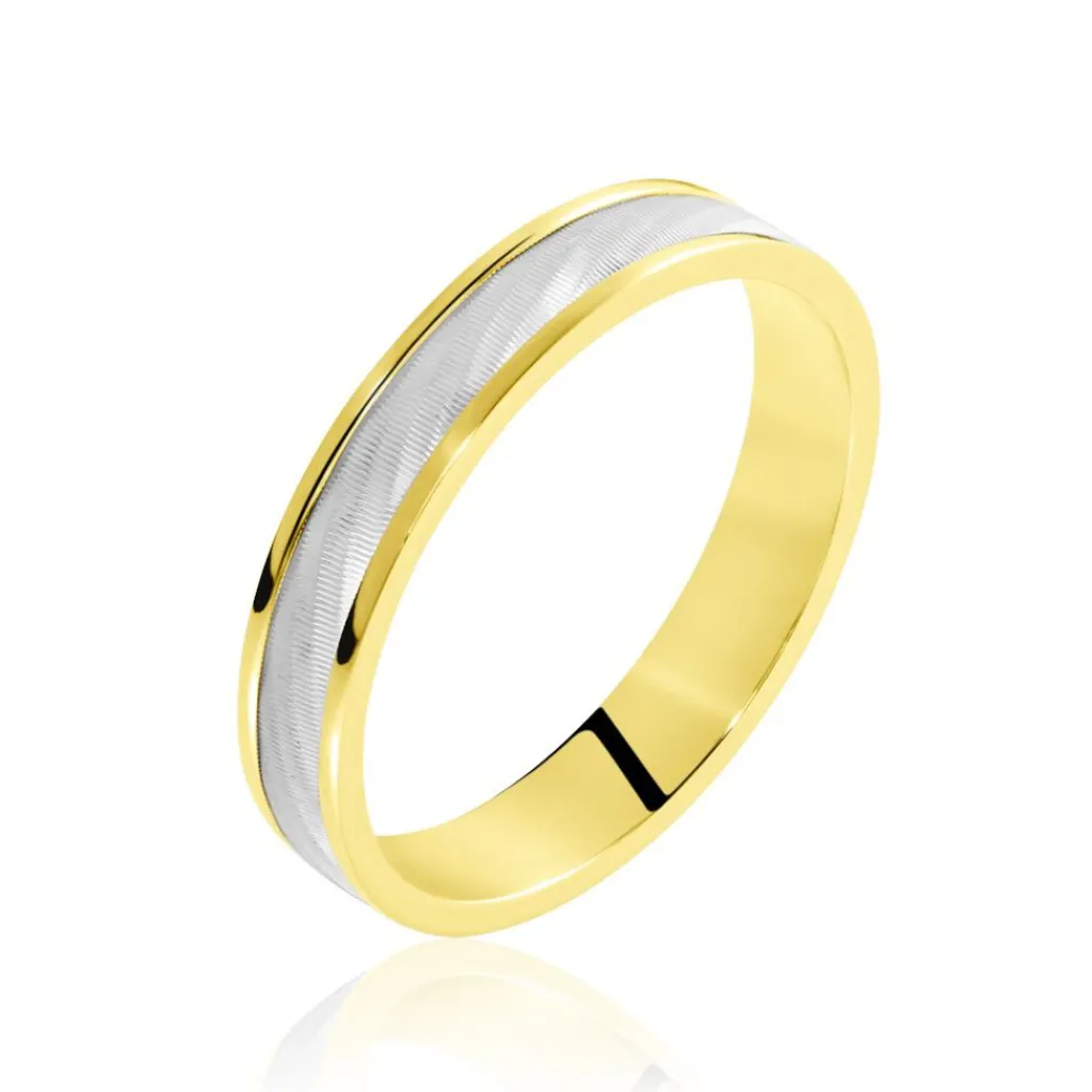 Histoire d'Or Alliance Effet Mat Ruban Plat Or Bicolore Clearance