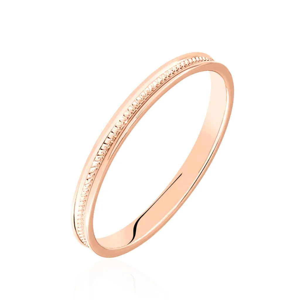Histoire d'Or Alliance Effet Perle Ruban Plat Or Rose