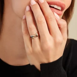 Histoire d'Or Alliance Entrelacee Ruban Plat Or Tricolore Outlet