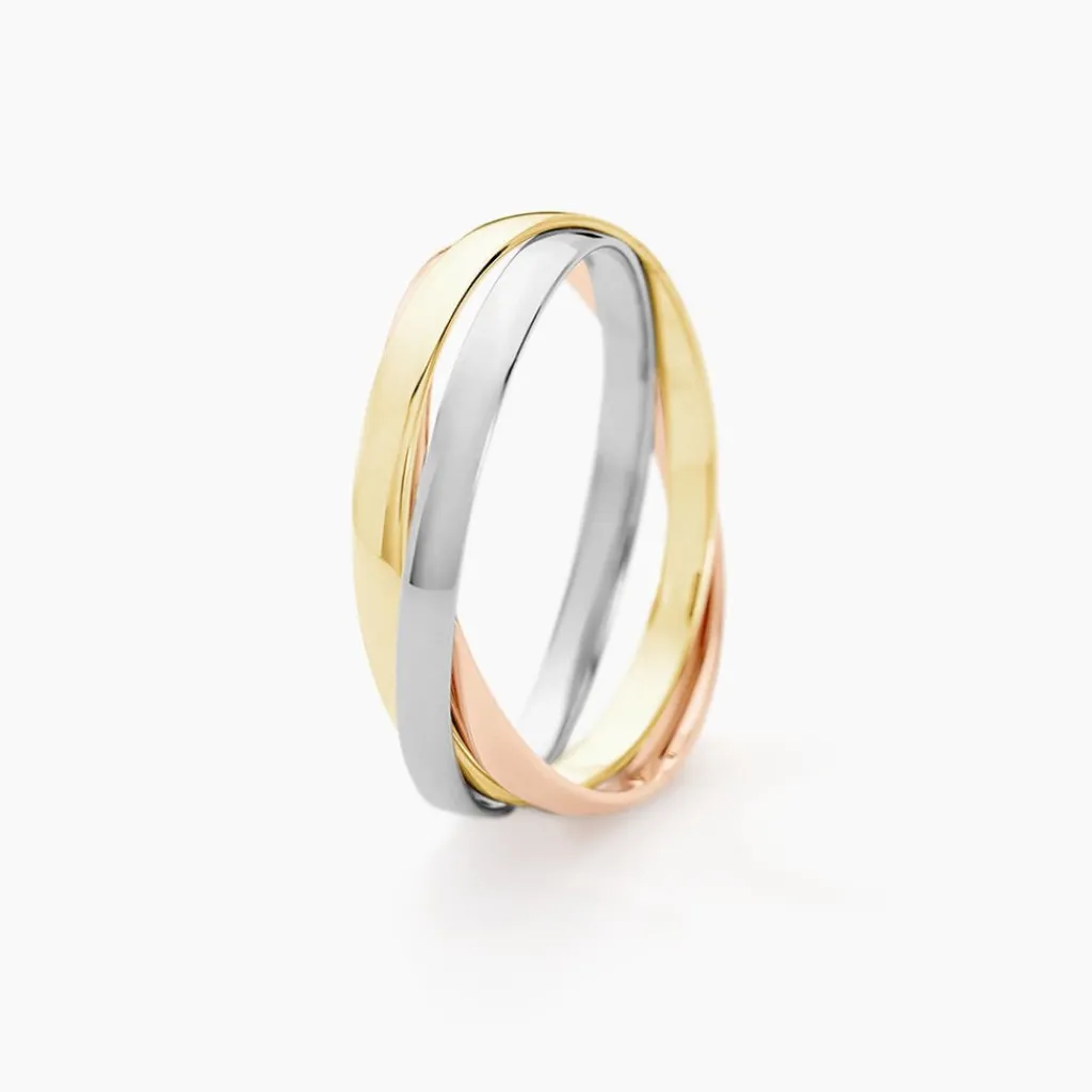 Histoire d'Or Alliance Entrelacee Ruban Plat Or Tricolore Clearance