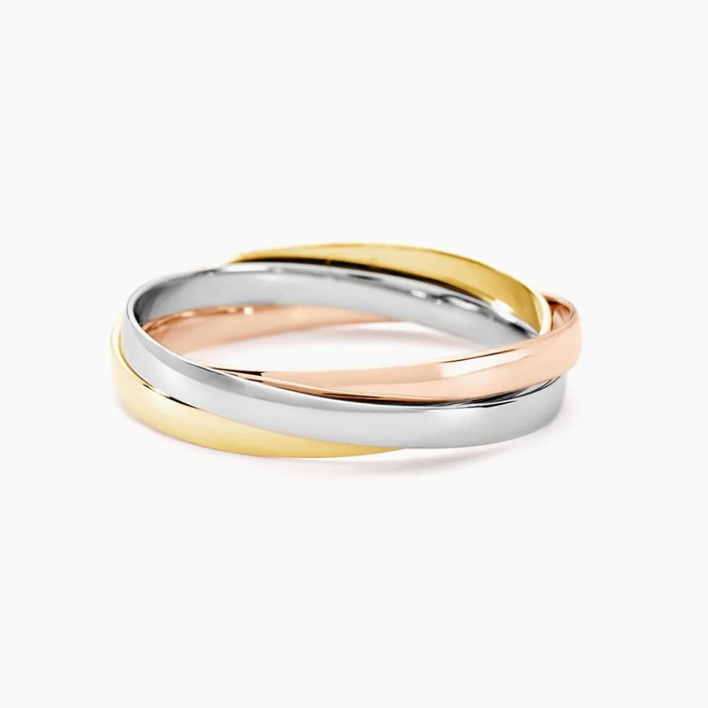 Histoire d'Or Alliance Entrelacee Ruban Plat Or Tricolore Clearance