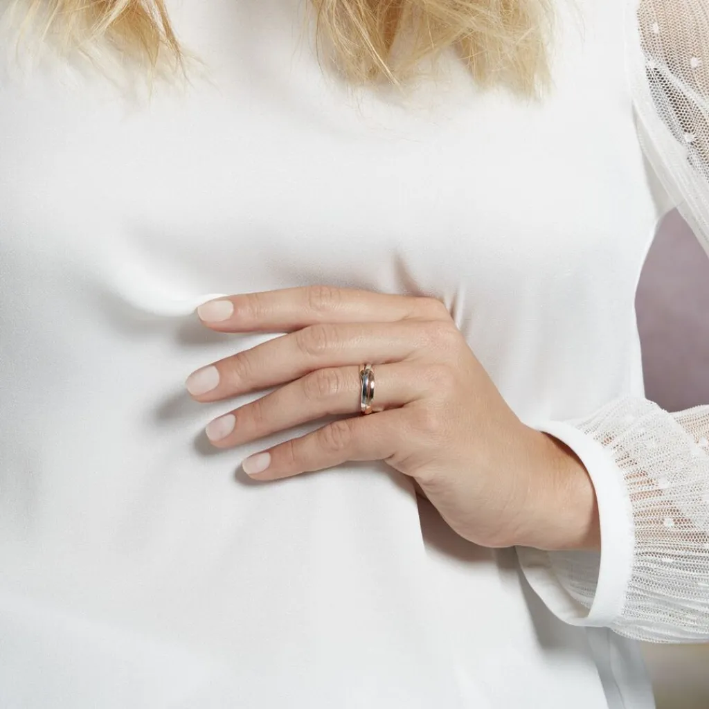 Histoire d'Or Alliance Entrelacee Ruban Plat Or Tricolore Clearance