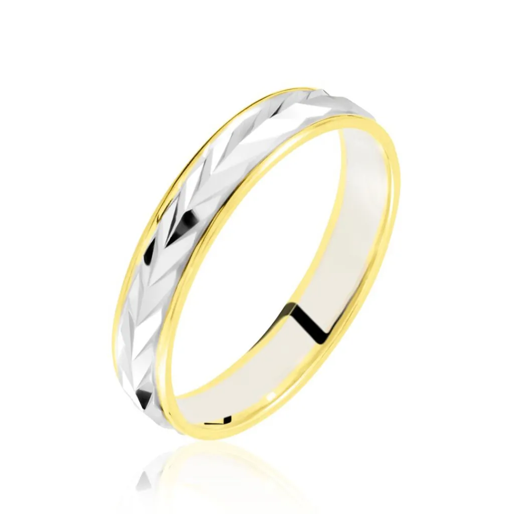 Histoire d'Or Alliance Epi Fantaisie Ruban Plat Or Bicolore Clearance