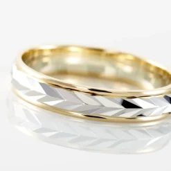 Histoire d'Or Alliance Epi Fantaisie Ruban Plat Or Bicolore Clearance