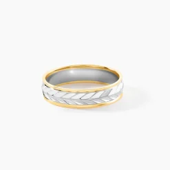 Histoire d'Or Alliance Epi Fantaisie Ruban Plat Or Bicolore Hot