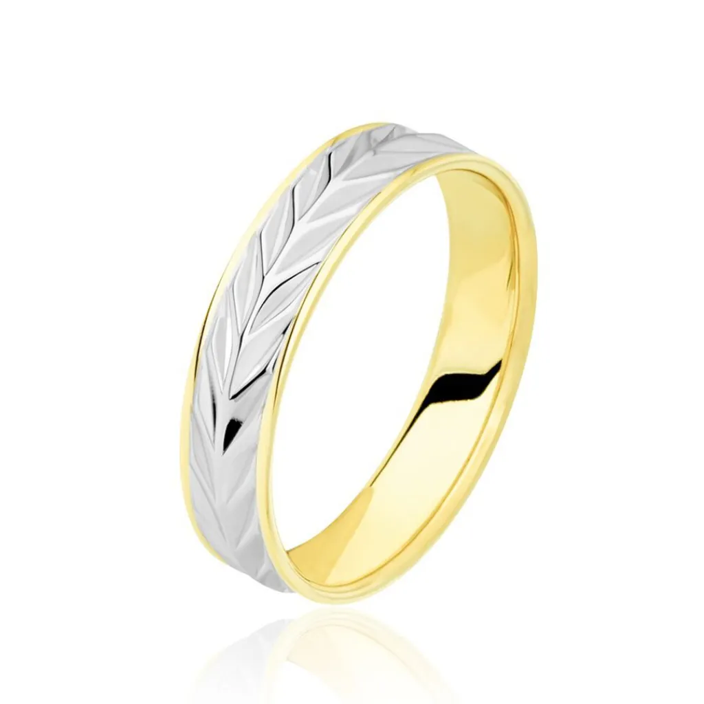 Histoire d'Or Alliance Epi Fantaisie Ruban Plat Or Bicolore