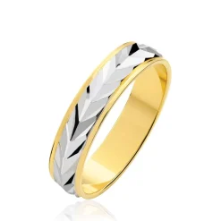 Histoire d'Or Alliance Epi Fantaisie Ruban Plat Or Bicolore Outlet