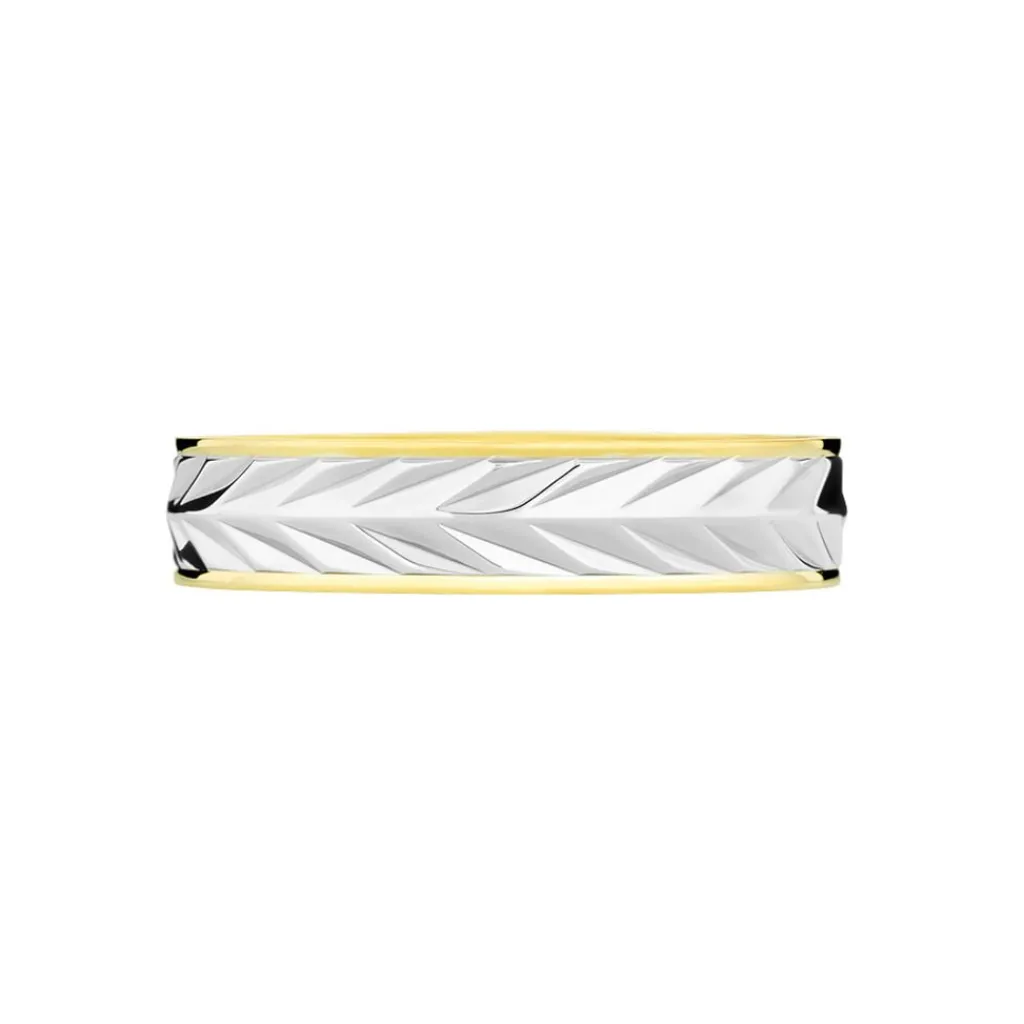 Histoire d'Or Alliance Epi Fantaisie Ruban Plat Or Bicolore Outlet