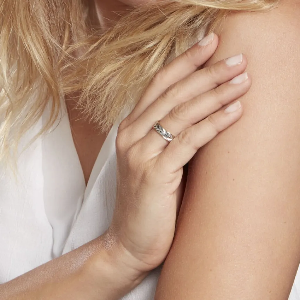 Histoire d'Or Alliance Epi Fantaisie Ruban Plat Or Bicolore Outlet