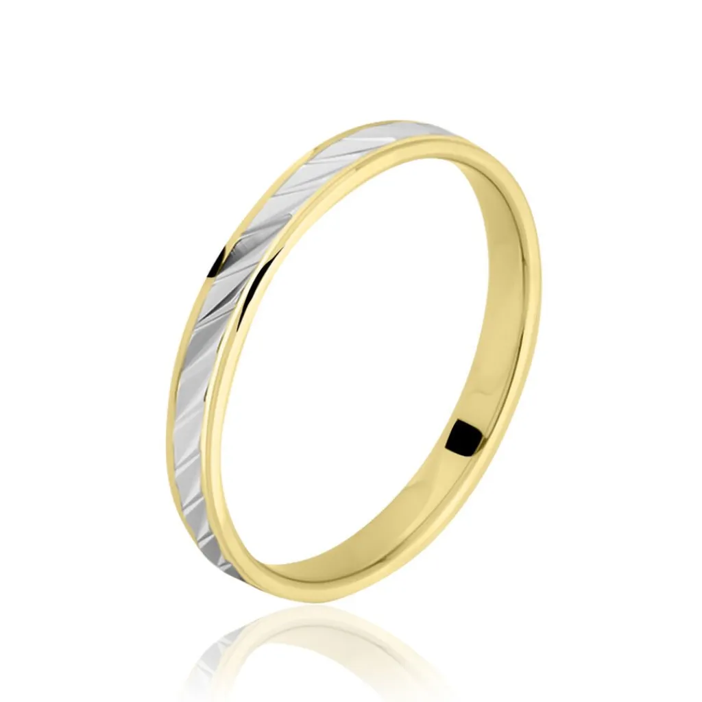 Histoire d'Or Alliance Faceteana Ruban Plat Or Bicolore Discount