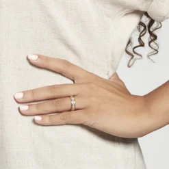 Histoire d'Or Alliance Fantaisie Diamantee Ruban Plat Or Bicolore Online