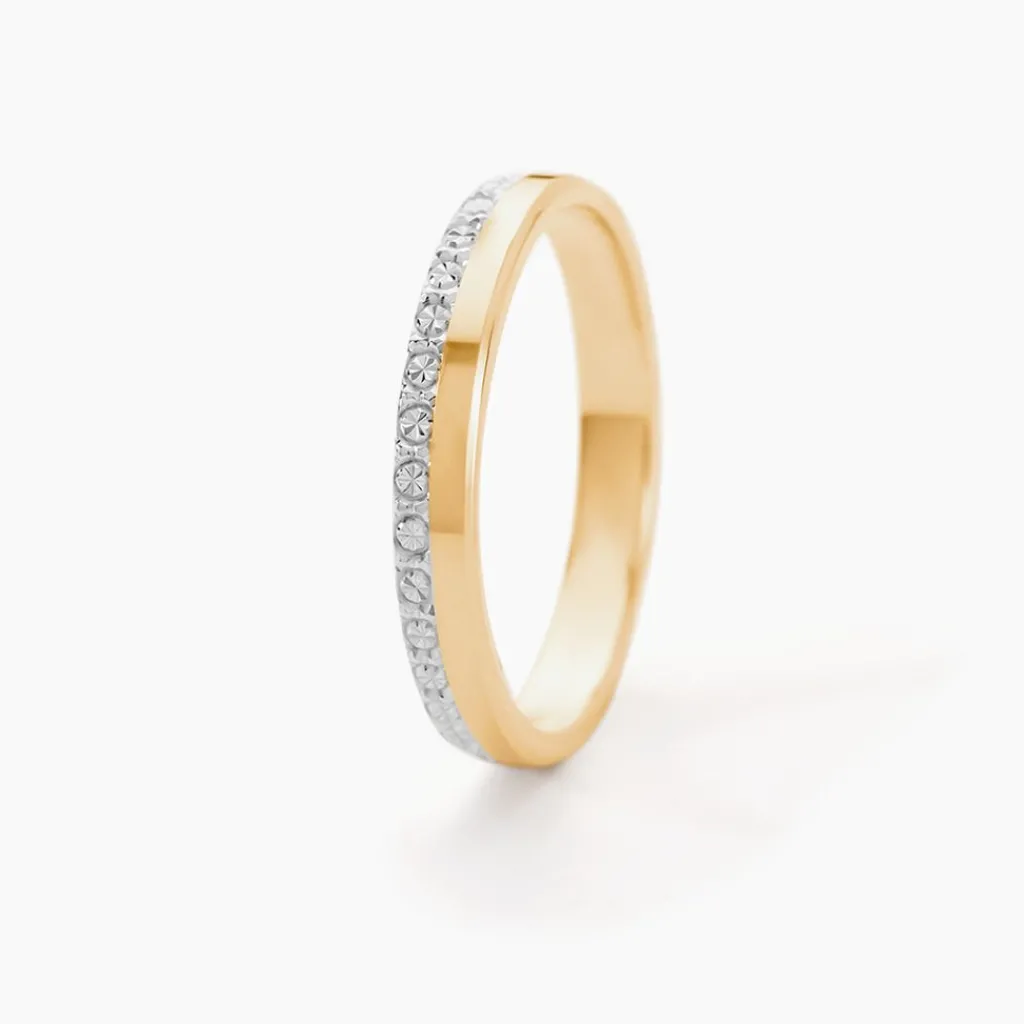 Histoire d'Or Alliance Fantaisie Diamantee Ruban Plat or bicolore Hot