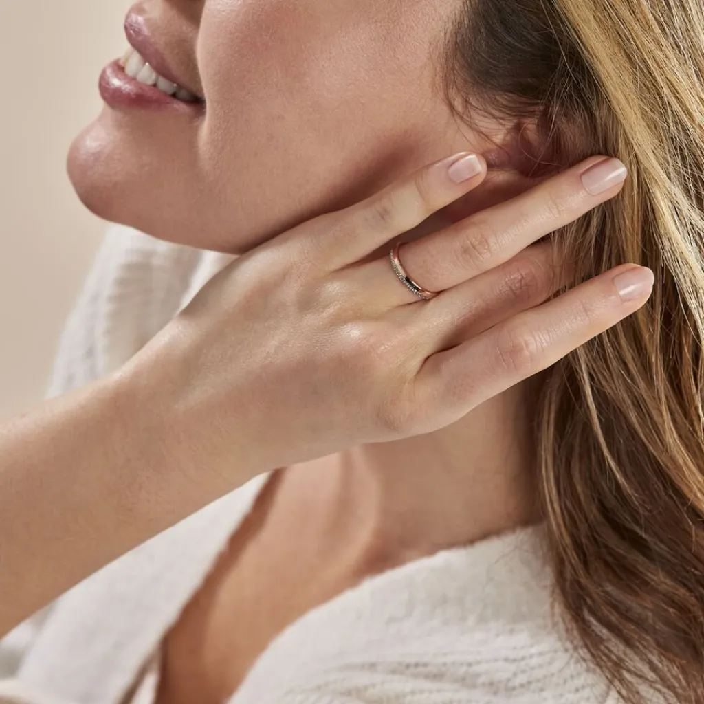 Histoire d'Or Alliance Fantaisie Diamantee Ruban Plat or bicolore Discount