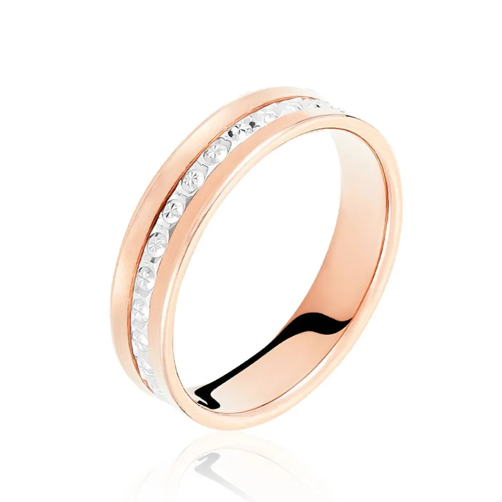 Histoire d'Or Alliance Fantaisie Diamantee Ruban Plat or bicolore