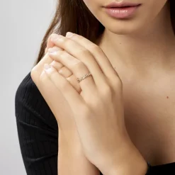 Histoire d'Or Alliance Fleur Diamantee Ruban Plat or jaune