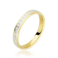 Histoire d'Or Alliance Grain De Folie Diamantee Ruban Plat Or Bicolore Sale