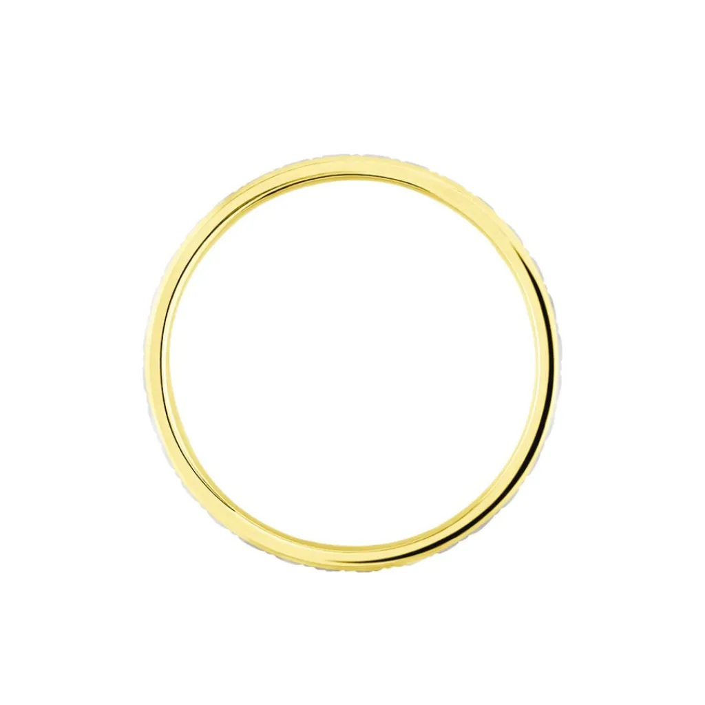 Histoire d'Or Alliance Grain De Folie Diamantee Ruban Plat Or Bicolore New