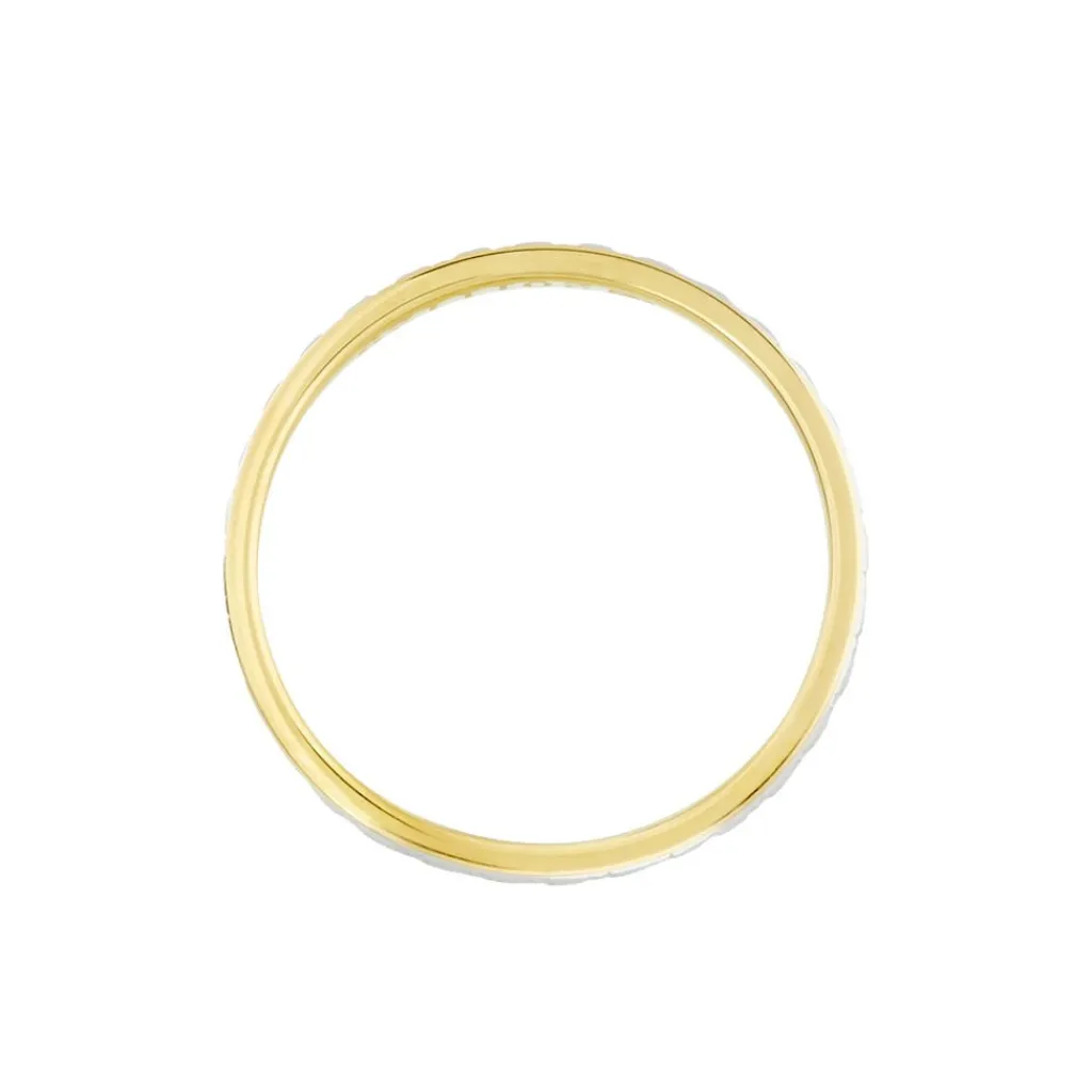 Histoire d'Or Alliance Grain De Folie Diamantee Ruban Plat Or Bicolore New