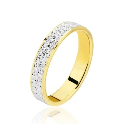 Histoire d'Or Alliance Grain De Folie Diamantee Ruban Plat Or Bicolore New