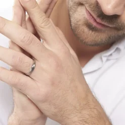 Histoire d'Or Alliance Hades Texture Ruban Plat Palladium Blanc