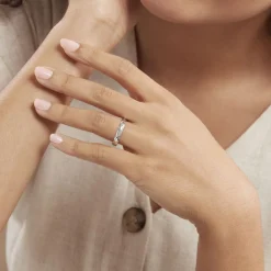 Histoire d'Or Alliance Harmonie Demi Jonc Classique Or Blanc Discount