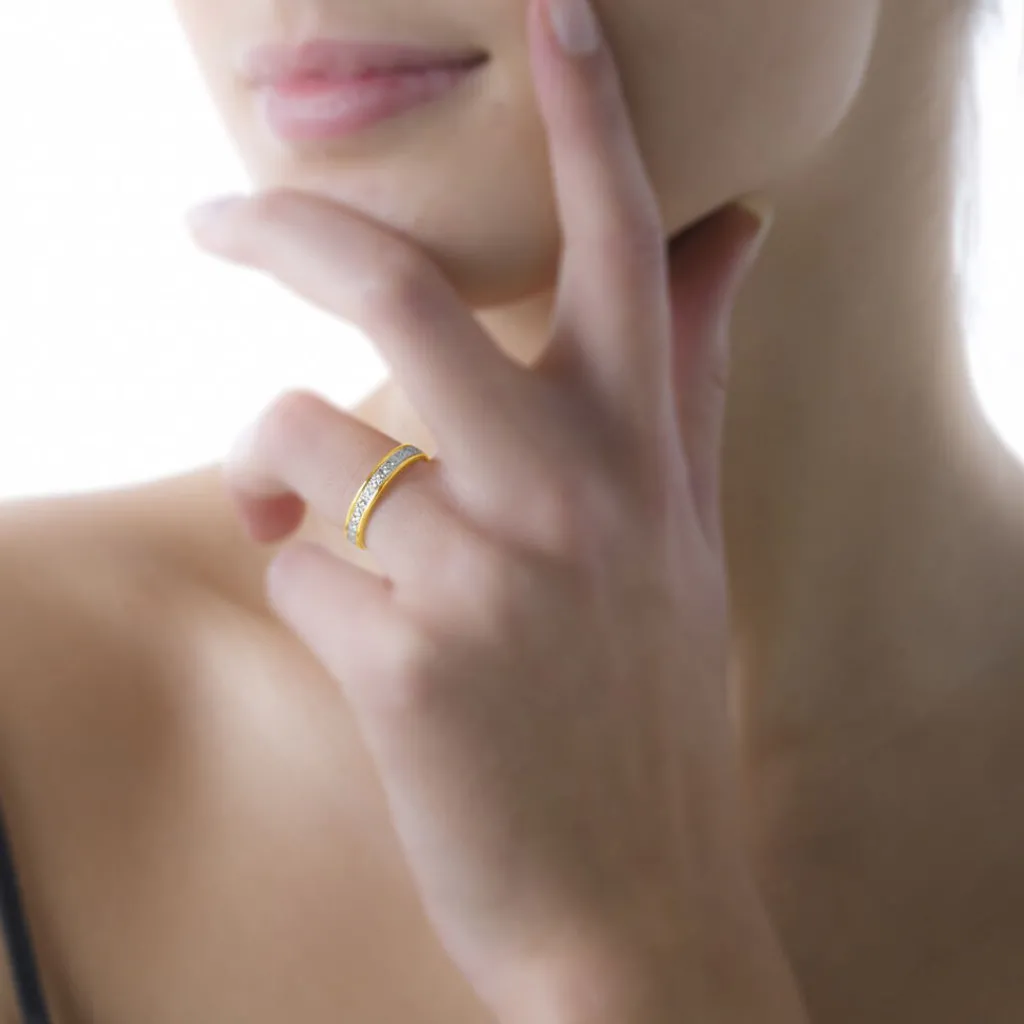 Histoire d'Or Alliance Heldea Ruban Plat Or Bicolore New