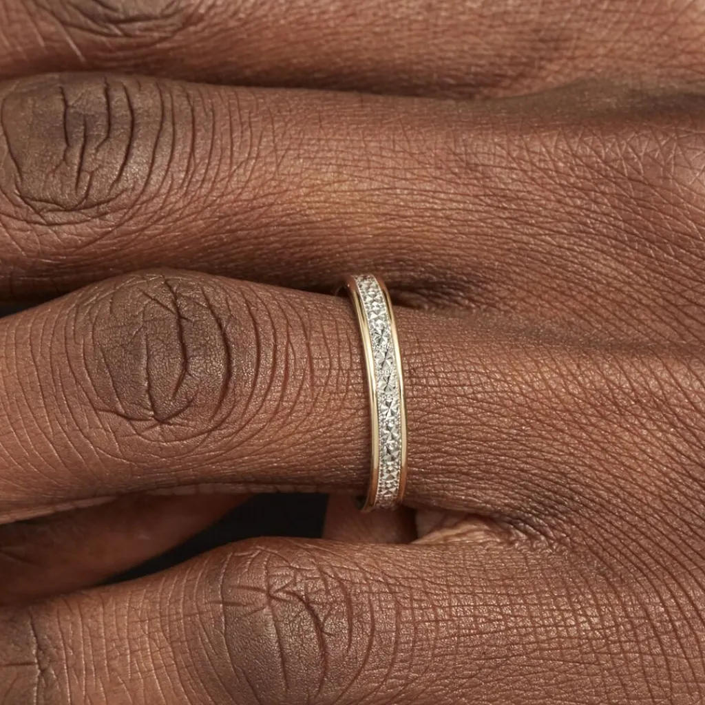 Histoire d'Or Alliance Heldea Ruban Plat Or Bicolore New