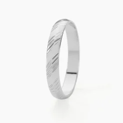 Histoire d'Or Alliance Hercule Striee Demi Jonc Classique Or Blanc Hot