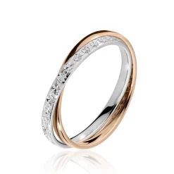 Histoire d'Or Alliance Hermana Ruban Plat Or Bicolore Discount