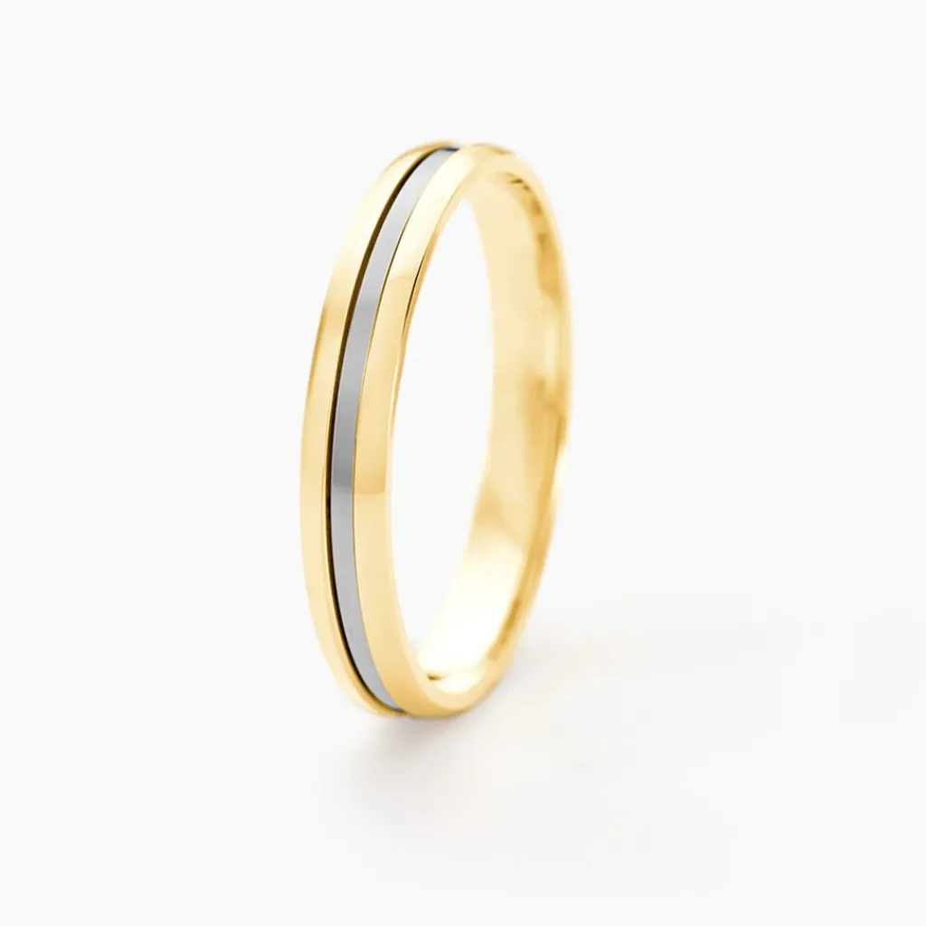 Histoire d'Or Alliance Jodelle Ruban Plat Or Bicolore New