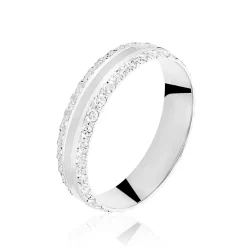 Histoire d'Or Alliance June 2 Rangs Diamantee Ruban Plat or blanc Discount