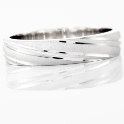 Histoire d'Or Alliance Ketly Ruban Plat Argent Blanc New