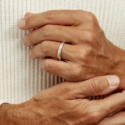 Histoire d'Or Alliance Ketly Ruban Plat Argent Blanc New