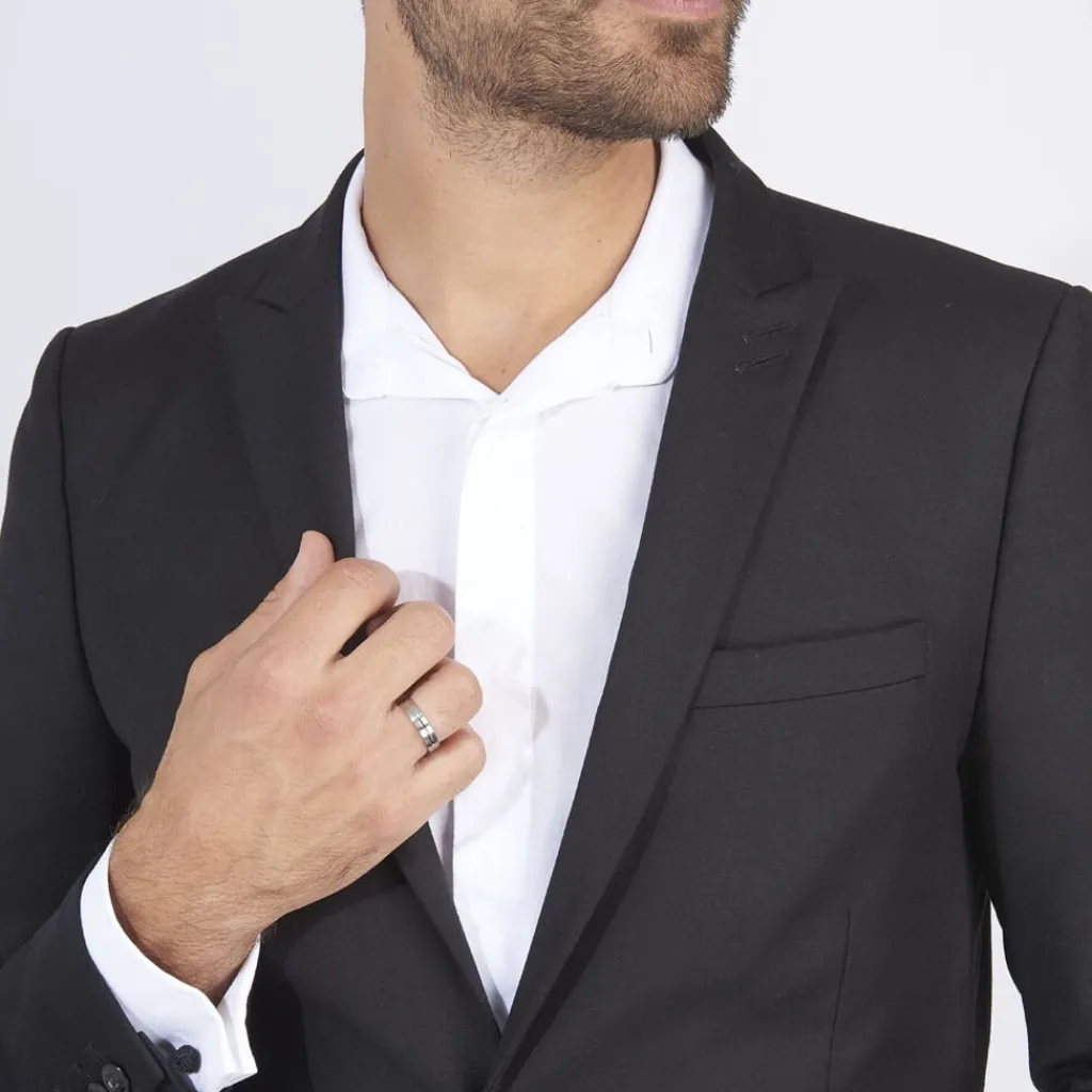 Histoire d'Or Alliance Liseret Central Ruban Plat Palladium Blanc Online