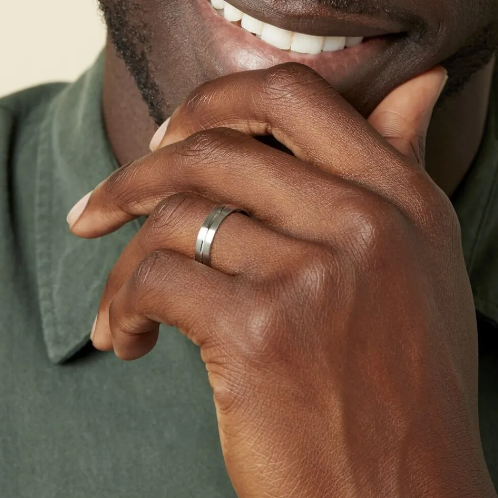 Histoire d'Or Alliance Liseret Central Ruban Plat Palladium Blanc Online