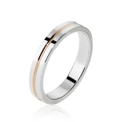 Histoire d'Or Alliance Liseret Ruban Plat Or Bicolore New