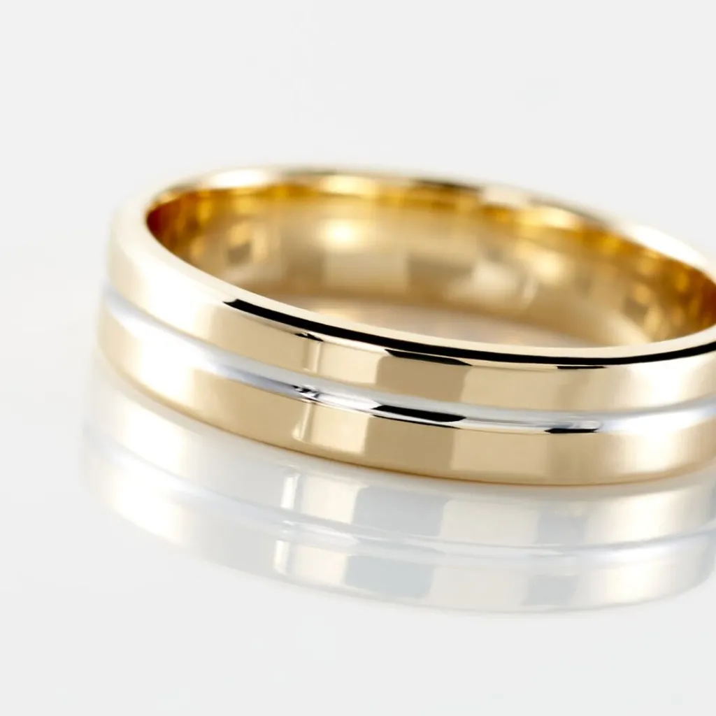 Histoire d'Or Alliance Liseret Ruban Plat Or Bicolore Outlet