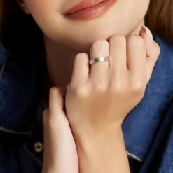 Histoire d'Or Alliance Marcello Ruban Plat Or Blanc Outlet