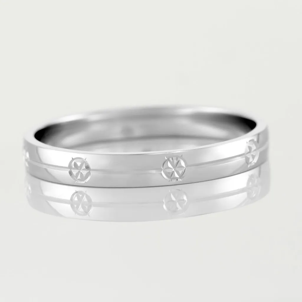 Histoire d'Or Alliance Markel Ruban Plat Or Blanc