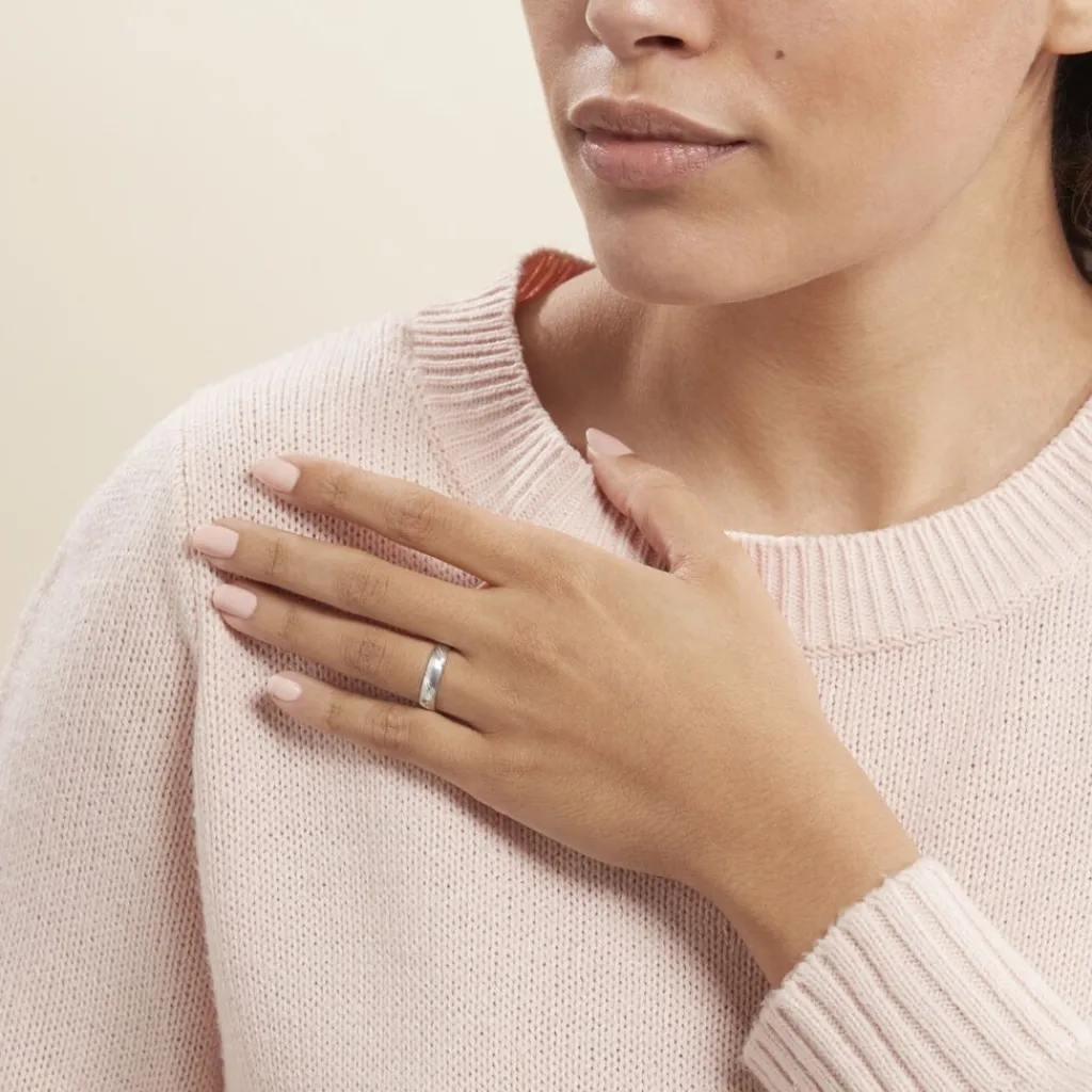 Histoire d'Or Alliance Marlon Demi Jonc Classique Or Blanc New