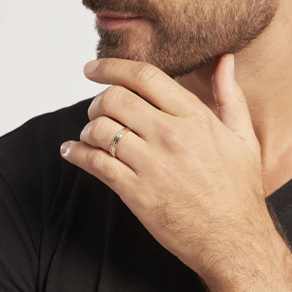 Histoire d'Or Alliance Marvin Demi Jonc Classique Or Bicolore Sale