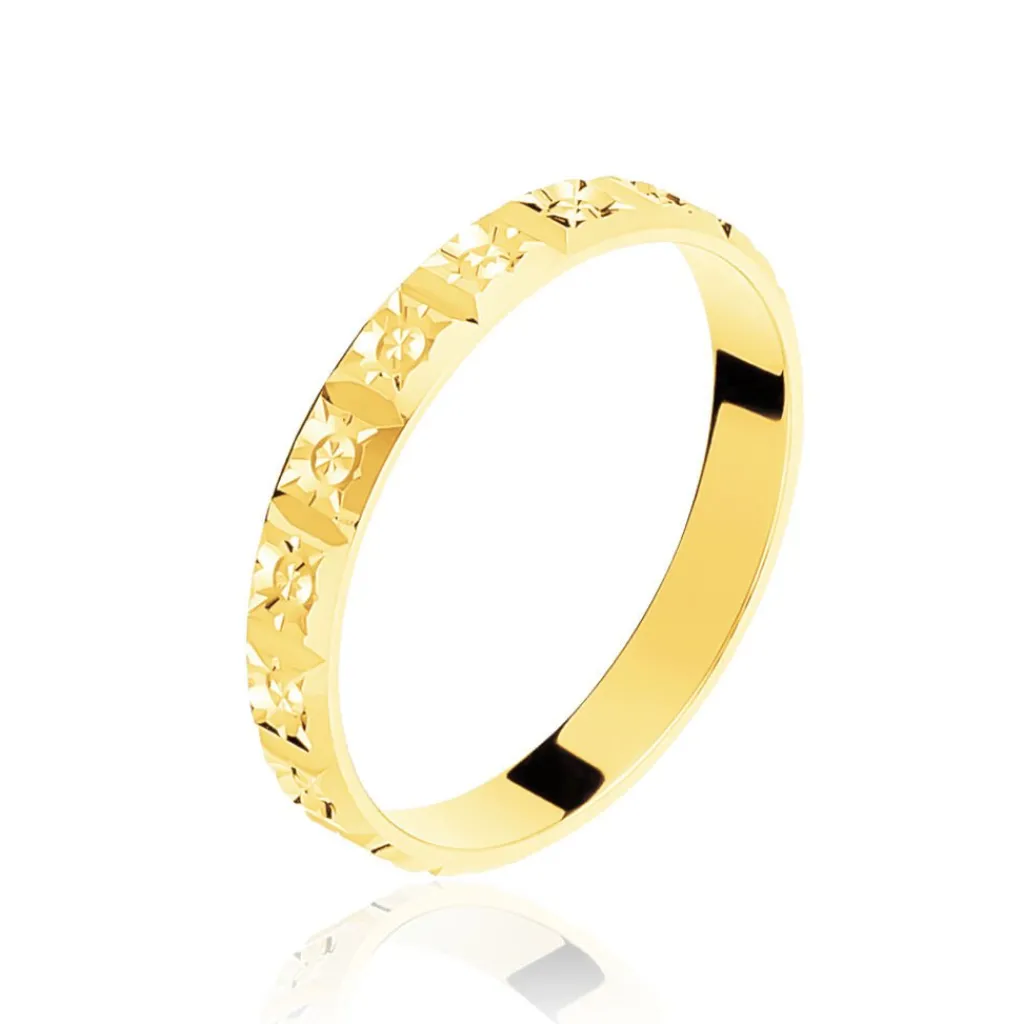 Histoire d'Or Alliance Marya Carree Diamantee Ruban Plat or jaune Hot